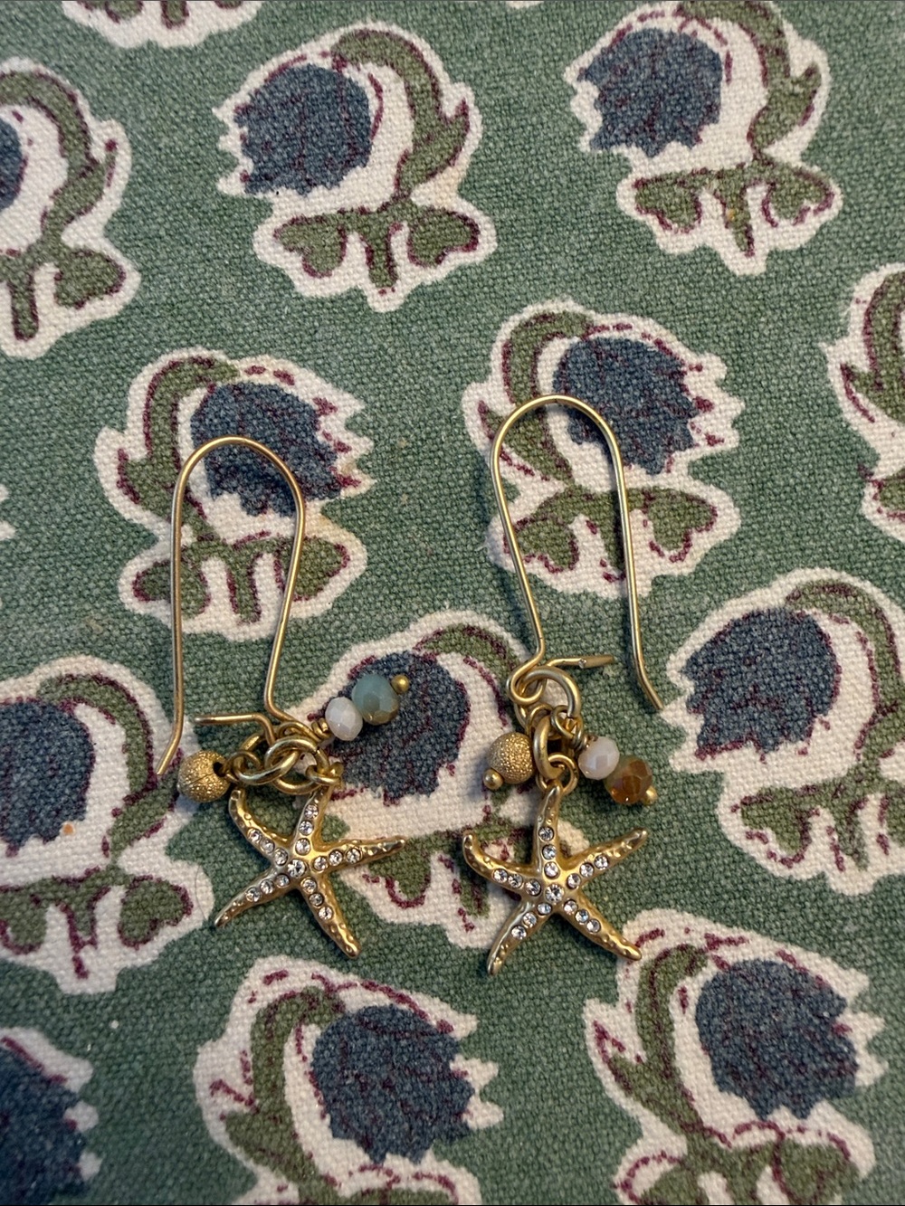 Spartina Gold Starfish Drop Earrings with Crystal Accents - Women Jewelry